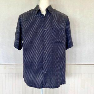 Vintage Silk Men's Short Sleeve Button Down Sz L